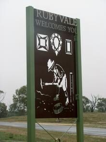 Rubyvale sign in Queensland's Sapphire Gemfields